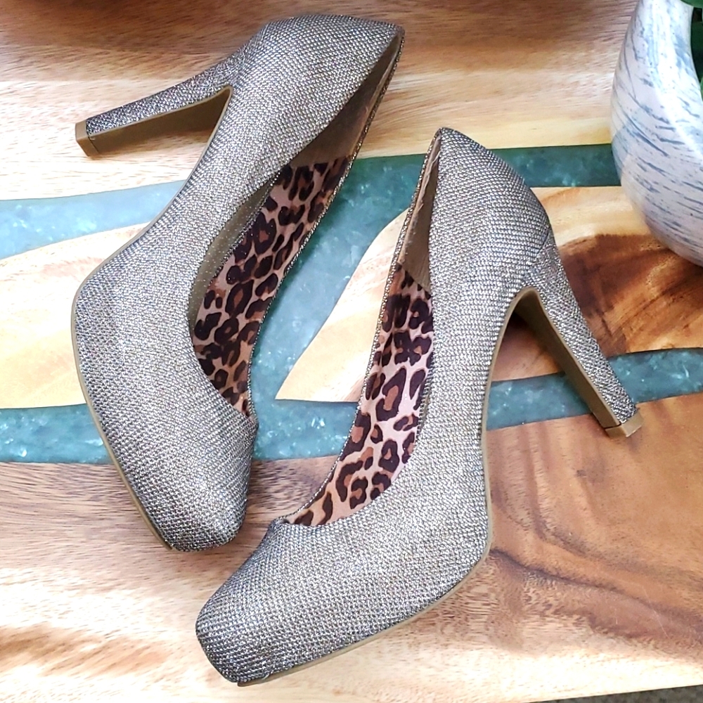 Guess LIZIA Silver Sparkle Heels | 9M